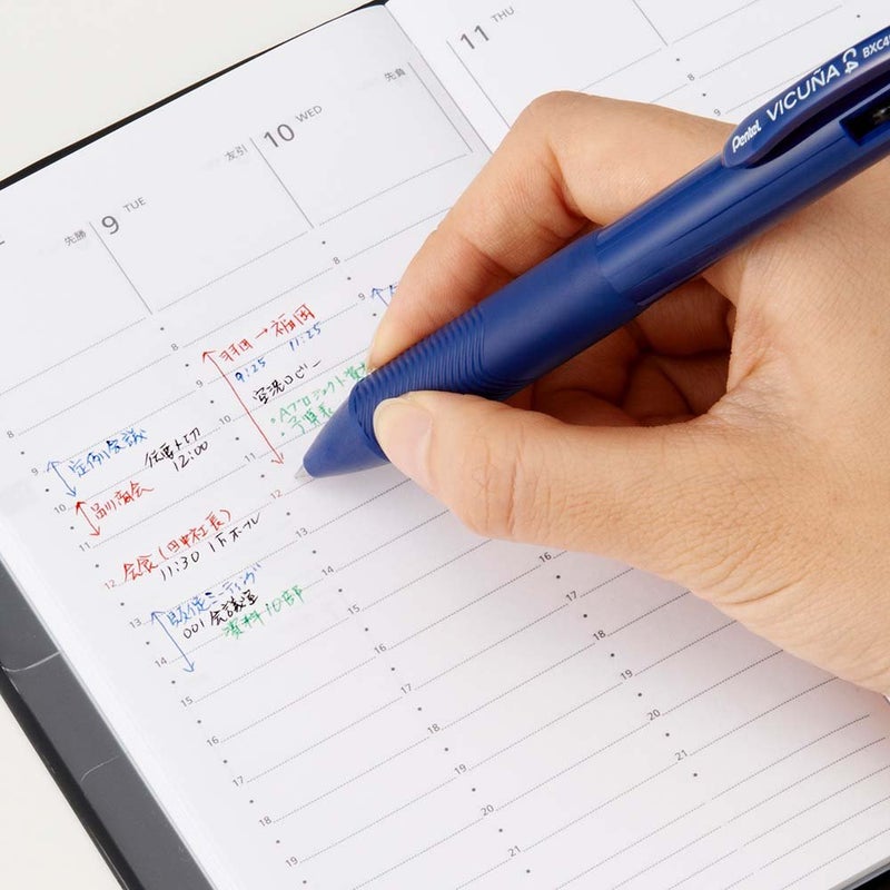 Pentel Ballpoint Pen Vicuna, Extra Fine, Black, Red, Blue, Green, Blue (BXC45C) - Image 5